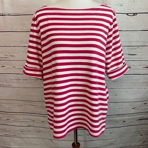Karen Scott Striped Knit Top Pink Size XL
